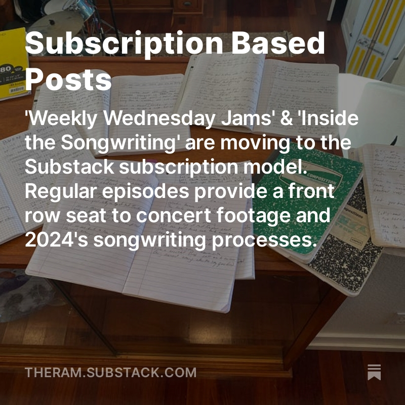 Subscription Based Posts - Substack - The Ram Music